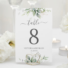 Botanisk eukalyptus Greenery Watercolor Elegant Bordsnummer