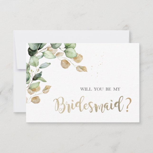 Botanisk Eukalyptus Grönska Brudtärna Kort (Framsida)