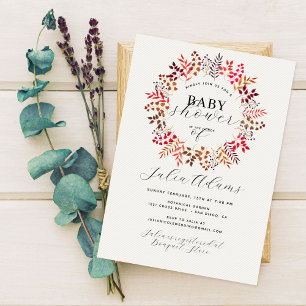 Botanisk Eukalyptus Höst Lövkrans Baby Shower Inbjudningar