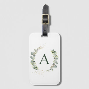 Botanisk Eukalyptus Monogram Grönska Bröllop Bagagebricka