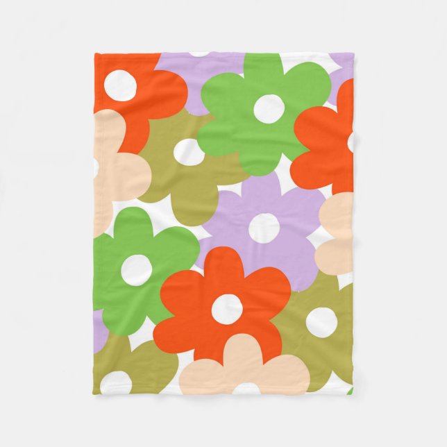 Botanisk fet färgstark Blommigt från den tropiska  Fleecefilt (Framsidan)