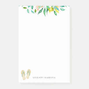 Botanisk flinflip flops för strand post-it block