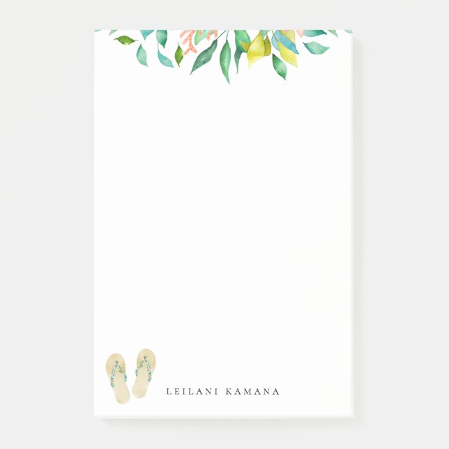 Botanisk flinflip flops för strand post-it block (Framsida)