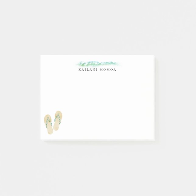 Botanisk flinflip flops för strand post-it block (Framsida)