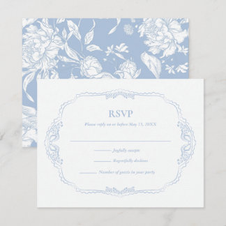 Botanisk fransk blå bröllop OSA kort