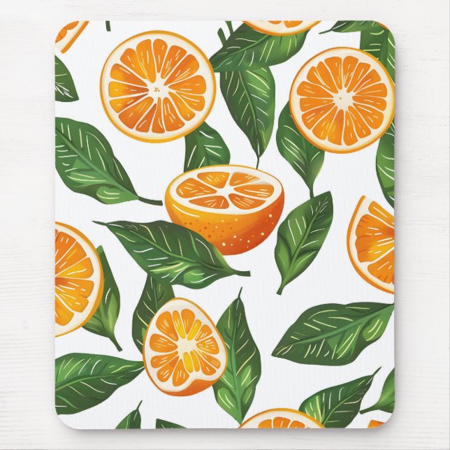 Botanisk frukt apelsin Citrus sömlös Musmatta (Framsidan)