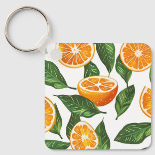 Botanisk frukt apelsin Citrus sömlös Nyckelring
