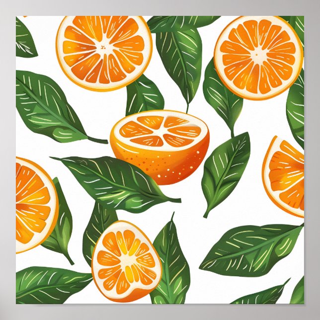 Botanisk frukt apelsin citrus sömlös poster (Framsidan)