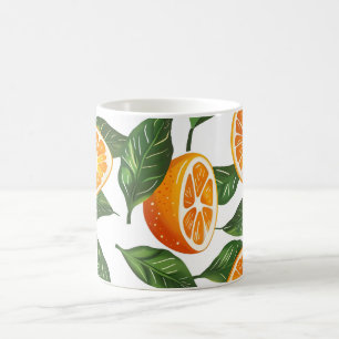 Botanisk frukt apelsin Citrus sömlöst mönster Kaffemugg