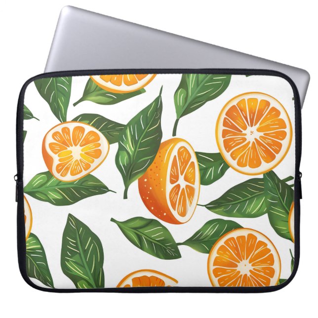 Botanisk frukt Orange Citrus Sömlös Laptop Fodral (Framsidan)