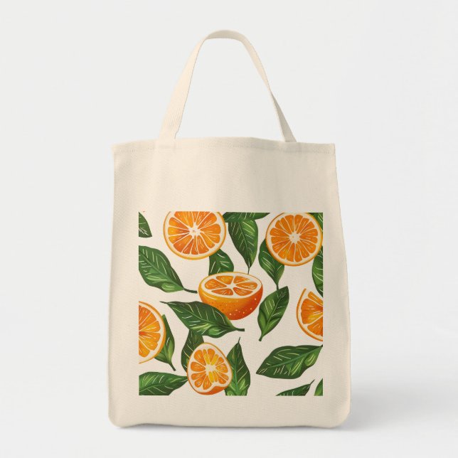 Botanisk frukt Orange Citrus Sömlös Tygkasse (Framsidan)