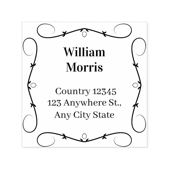 Botanisk fyrkantig adressstämpel självfärgande stämpel (Design)