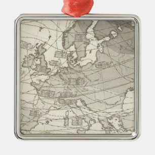 Botanisk geografisk statistisk karta av Europa Julgransprydnad Metall