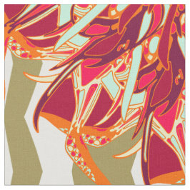 Botanisk geometrisk burgundi tyg