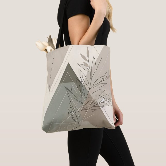 Botanisk geometrisk minimalistisk Tote Bag Tygkasse (Närbild)