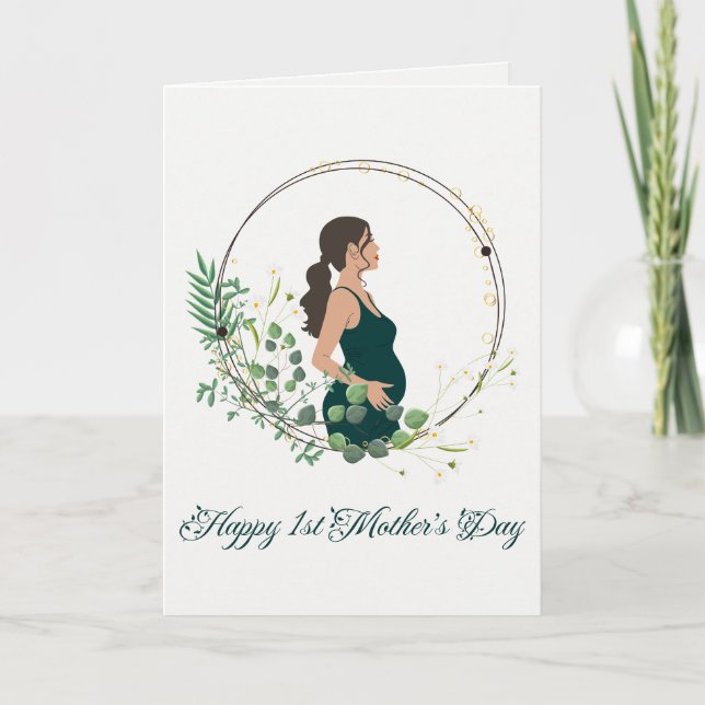 Botanisk Glad 1:a Morsdag Till Blivande Mamma Helgkort (Framsida)