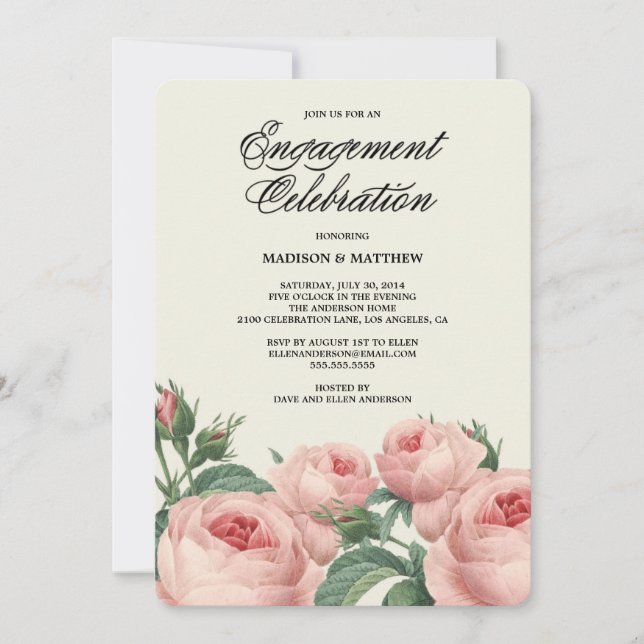 Botanisk Glamour| Inbjudan till Förlovningsfest (Framsida)