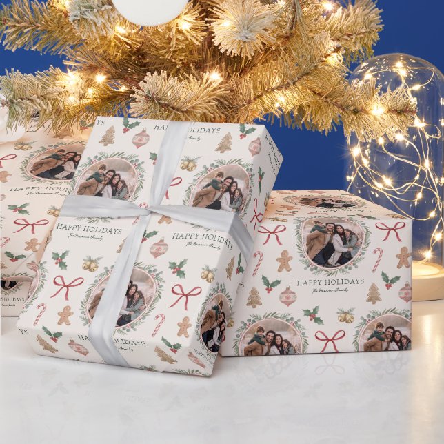 Botanisk God Jul Foto Presentpapper (Helgdagar)