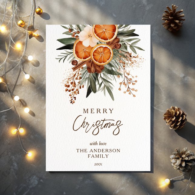 botanisk grey i god jul, rustik vinter julkort (Merry Christmas rustic winter botanical greenery Holiday Card editable template instant download)