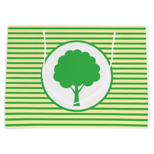 Botanisk grön träd randig presentpåse (Framsidan)