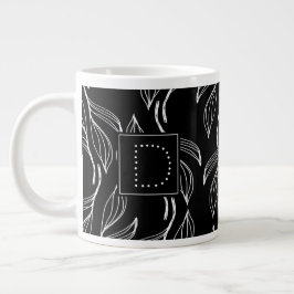 Botanisk grönska Blommig svart-vit monogram Jumbo Mugg