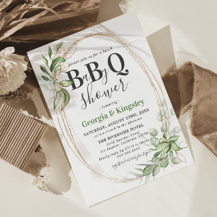 Botanisk grönska guld BBQ Baby Shower Inbjudningar