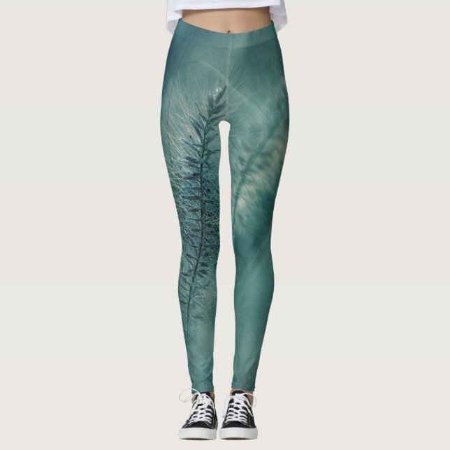 Botanisk Grönt Ferns Leggings (Framsida)