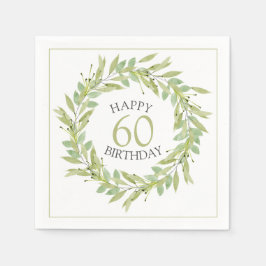 Botanisk Grönt Foliage Utandning Födelsedag Pappersservett