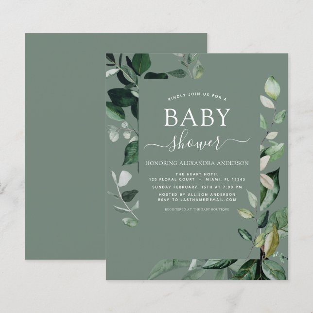 Botanisk Grönt för babyvisningsprogram (Fram/baksida)
