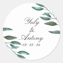 Botanisk Grönt Löv Modern Bröllop