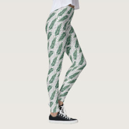 Botanisk Grönt Löv Vattenfärg Leggings