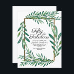 Botanisk Grönt Löv Vita Guld 50:e födelsedagen Inbjudningar<br><div class="desc">Vacker och elegant botanisk grönt lämnar på en vit femtio och Fabulous/50:e födelsedagsfest inbjudan med guld accents.</div>
