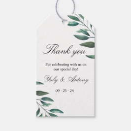 Botanisk Grönt Lövs Modern Tack Gift-Märkre Presentetikett