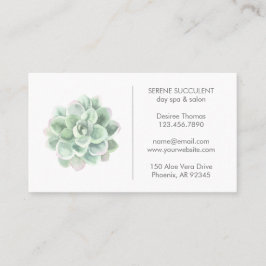 Botanisk Grönt Vattenfärg Succulent Day Spa Visitkort