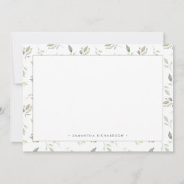 Botanisk Grönt Vattenfärgen Löv Mönster Anteckningskort