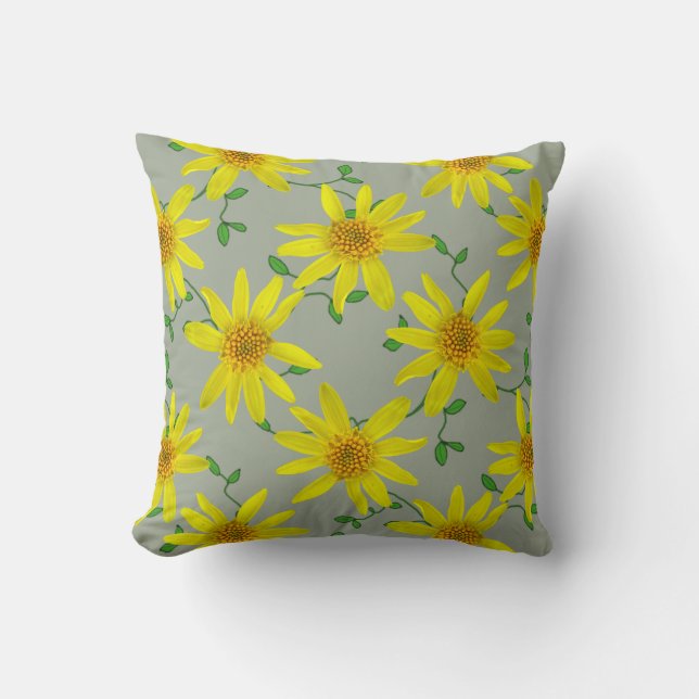 Botanisk gul vildblomma på någon färg kudde (Framsida)