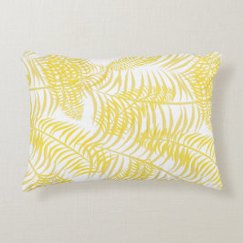 Botanisk Gult och Vita Handflatan Löv Prydnadskudde