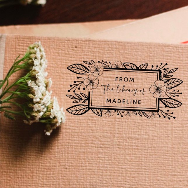 Botanisk handdragen Anpassningsbar Bibliotek Bok Självfärgande Stämpel (Skapare uppladdad)