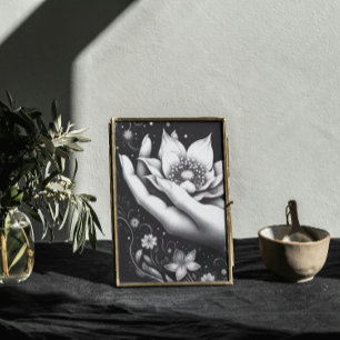 Botanisk Handetsning med Fallande Kronblad Canvas