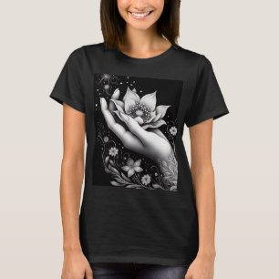 Botanisk Handetsning med Fallande Kronblad Canvas T Shirt
