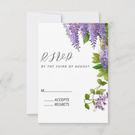 Botanisk Hängande Lila Wisteria Bröllop OSA Kort