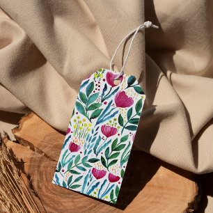 Botanisk illustration av blommigten presentetikett