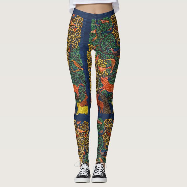 botanisk illustration av djurens abstrakt leggings (Framsida)