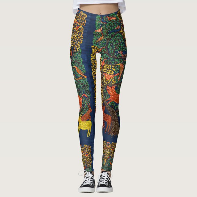botanisk illustration av djurens abstrakt leggings (Framsida)