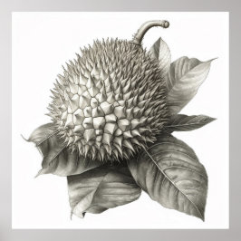 Botanisk illustration av en duriansk frukt poster