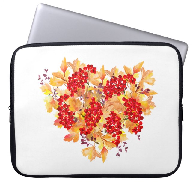 botanisk illustration av vattenfärg. Hjärtformade  Laptop Fodral (Framsidan)