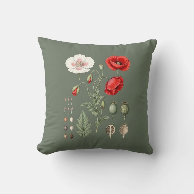 Botanisk illustration blomsterkonst. kudde (Framsida)