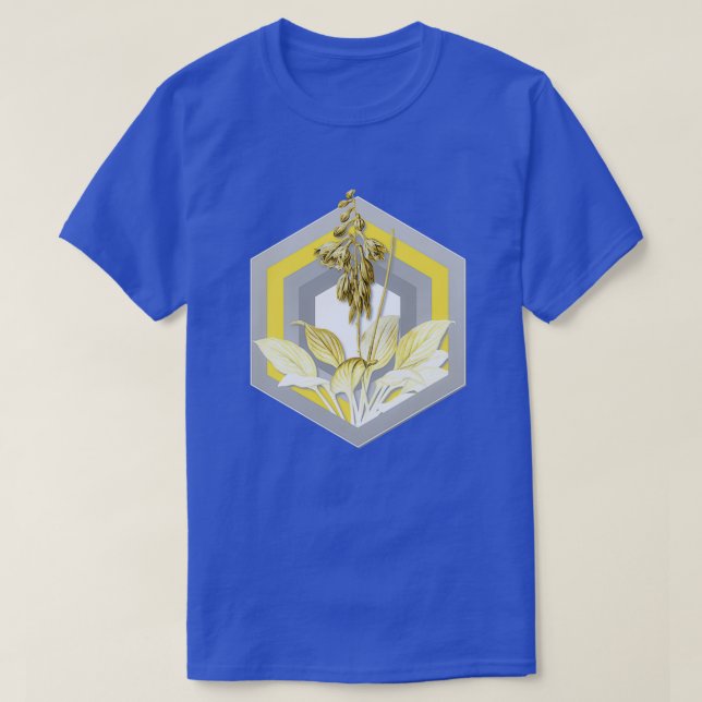 Botanisk illustration daglig i Grått och Gult T Shirt (Design framsida)
