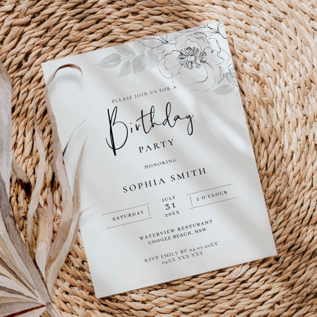 Botanisk illustration Födelsedagsfest inbjudan (Skapare uppladdad)