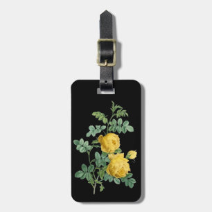 Botanisk illustration för gul rosvintage bagagebricka